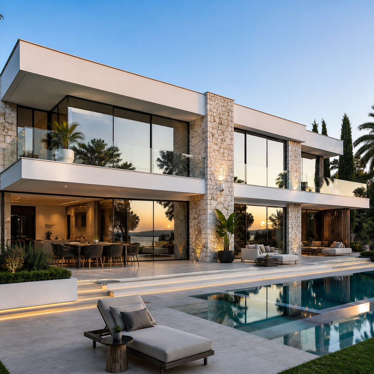 Villa après pose du film solaire miroir