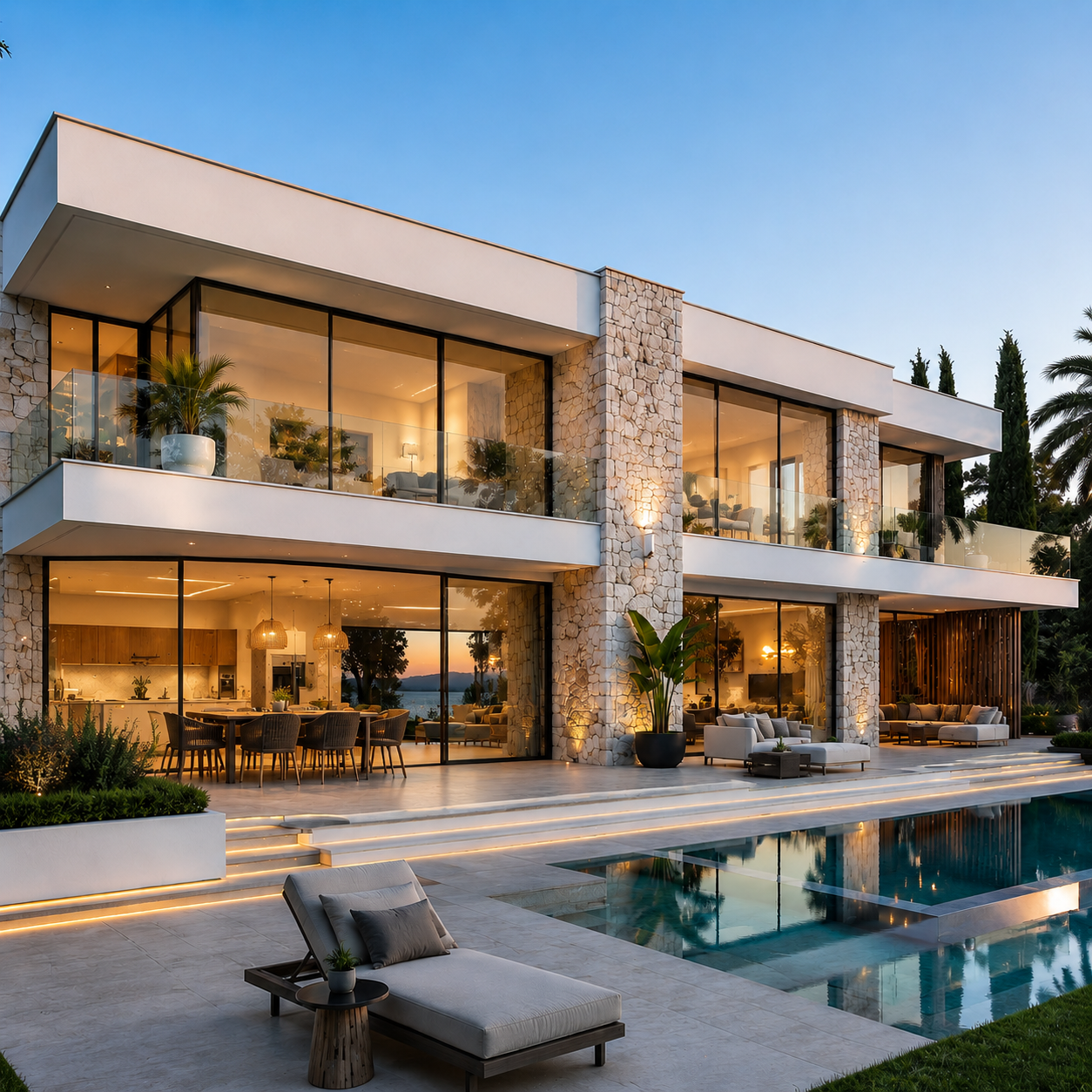 Villa avant pose du film solaire — vitres normales